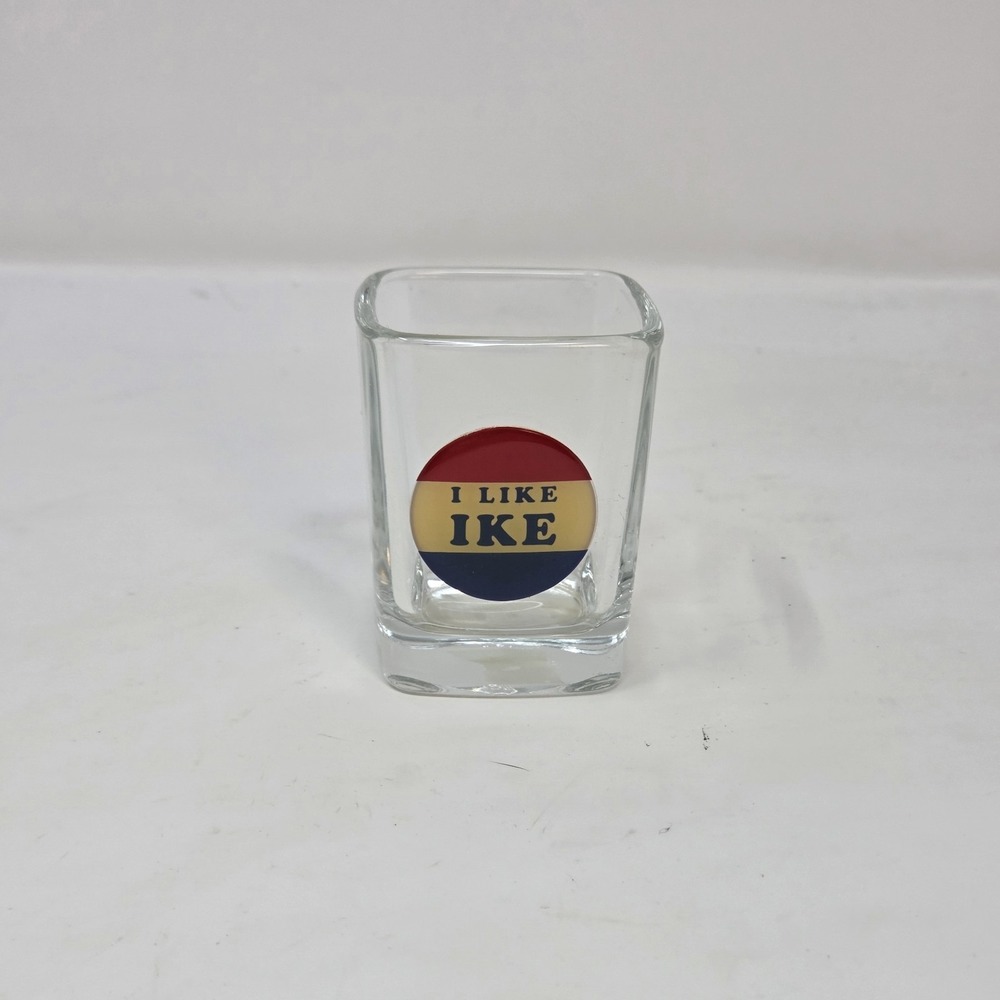 I Like Ike Eisenhower Campaign Novelty Shot Glass Square‎ Political Souvenir